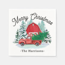 Joyeux Noël Russe Camion Rouge Ferme Blanc