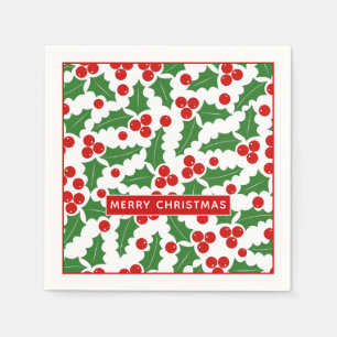 Serviette En Papier Joyeux Noël saint motif rouge et vert