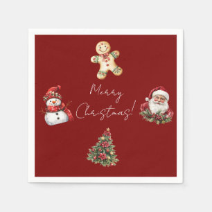 Serviette En Papier Joyeux Noël Santa Arbre de Noël