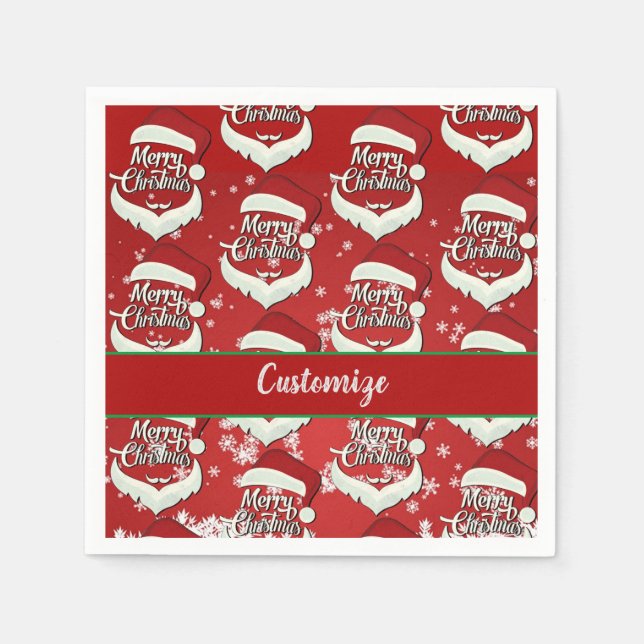 Serviette En Papier Joyeux Noël Santa Hat (Devant)