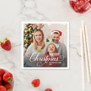 Serviette En Papier Joyeux Noël Simple Photo personnalisée