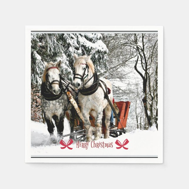 Serviette En Papier Joyeux Noël! Sleigh Ride in the Country (Devant)