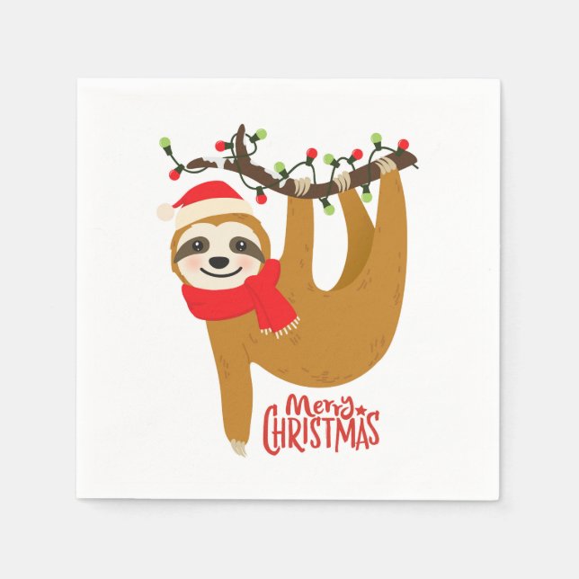 Serviette En Papier Joyeux Noël Sloth | Vacances (Devant)