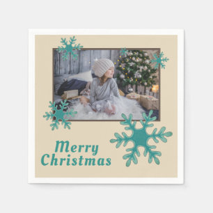 Serviette En Papier Joyeux Noël Snowflakes Holiday Photo