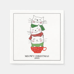Serviette En Papier Joyeux Noël Tasses personnalisées Chats Écharpes M