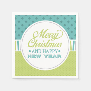 Serviette En Papier Joyeux Noël Turquoise vert moderne Vacances