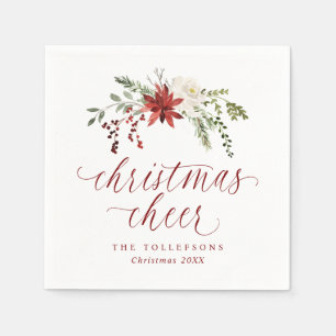 Serviette En Papier Joyeux Noël Typographie Élégante Aquarelle