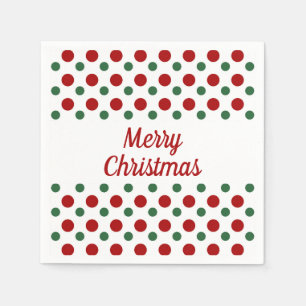 Serviette En Papier Joyeux Noël Vacances Cute Blanc Rouge Pois