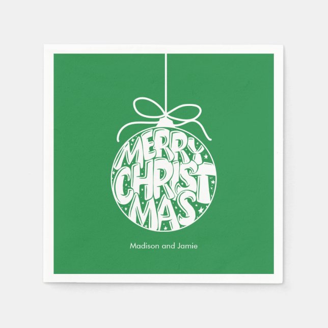 Serviette En Papier Joyeux Noël vert (Devant)