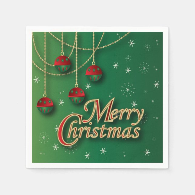 Serviette En Papier Joyeux Noël vert brillant (Devant)
