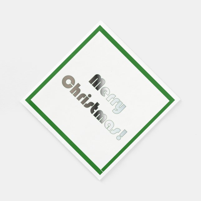Serviette En Papier Joyeux Noël Vert et blanc (Coin)