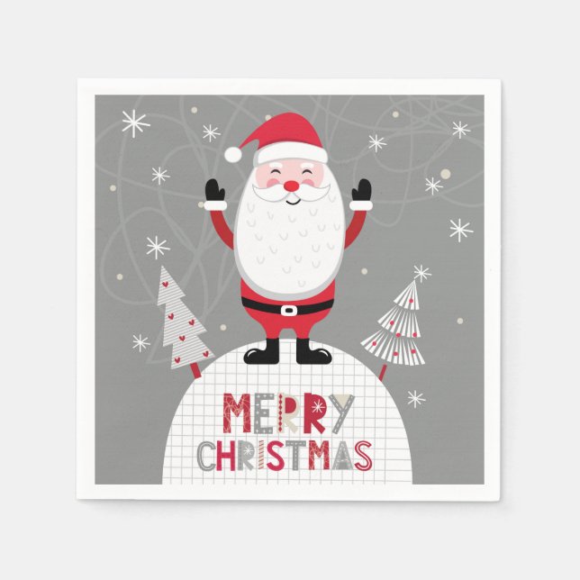 Serviette En Papier Joyeux Noël Whimsical Père Noël (Devant)