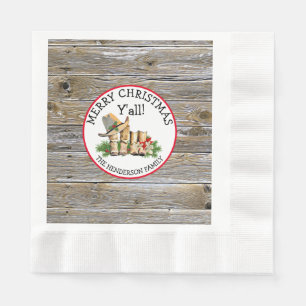 Serviette En Papier Joyeux Noël Y'all Country et Western Rustic