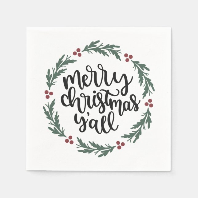 Serviette En Papier Joyeux Noël Y'all Papier de Noël Napkin (Devant)