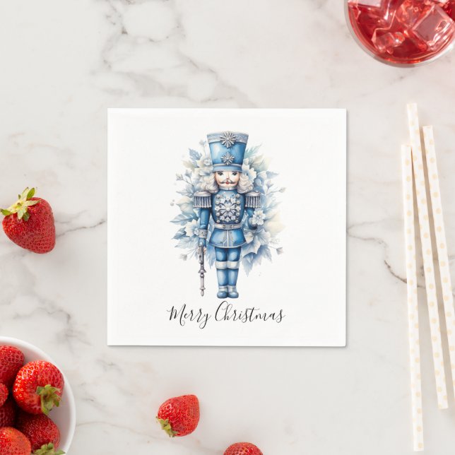 Serviette En Papier Joyeux Noir Bleu Nutcracker (En situation)