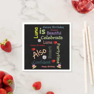 Serviette En Papier Joyeux papier d'anniversaire serviettes Luna