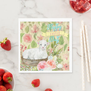 Serviette En Papier Joyeux Pâques avec agneau