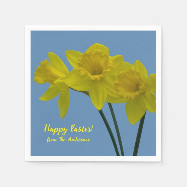 Serviette En Papier Joyeux Pâques" Jaune Daffodils serviettes (Devant)