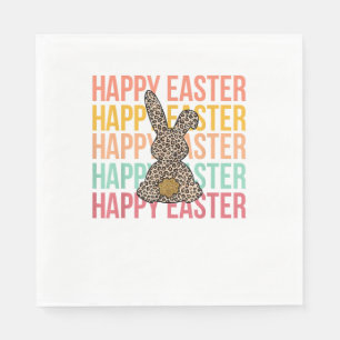 Serviette En Papier Joyeux Pâques Pastel Printemps Leopard Lapin Lapin