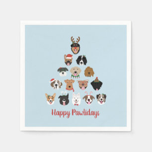 Serviette En Papier Joyeux Pawlidays Chien arbre de Noël