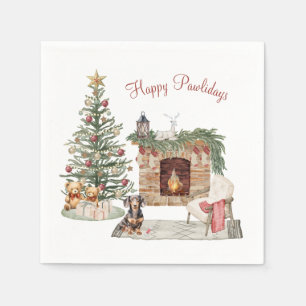 Serviette En Papier Joyeux Pawlidays Chien Design - Dachshund