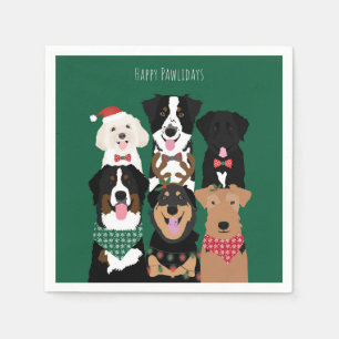 Serviette En Papier Joyeux Pawlidays de mignons chiens de Noël