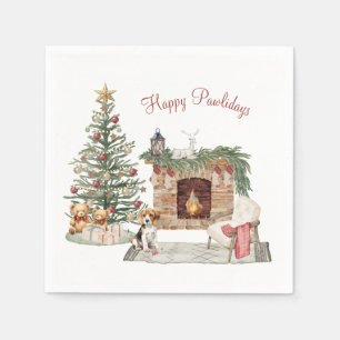 Serviette En Papier Joyeux Pawlidays Design de Chien - Beagle