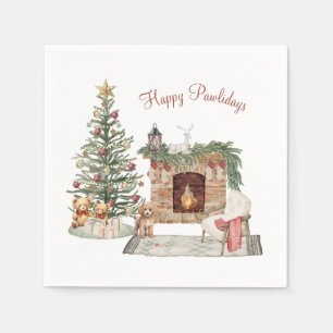 Serviette En Papier Joyeux Pawlidays Design de Chien - Caniche