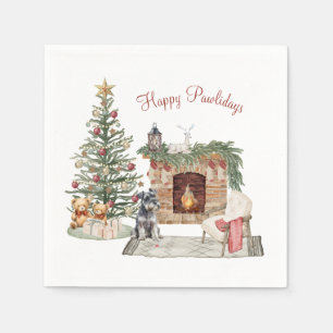 Serviette En Papier Joyeux Pawlidays Design de Chien - Miniature Schna