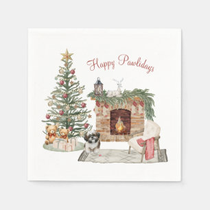 Serviette En Papier Joyeux Pawlidays Design de Chien- Shih Tzu