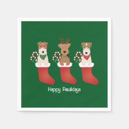 Serviette En Papier Joyeux Pawlidays Welsh Wire Fox Terrier Chiens