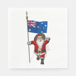 Serviette En Papier Joyeux Père Noël Avec Drapeau De L'Australie