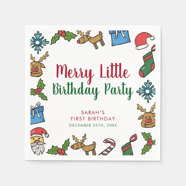 Serviette En Papier Joyeux petit Noël Anniversaire Personnalisé (Devant)