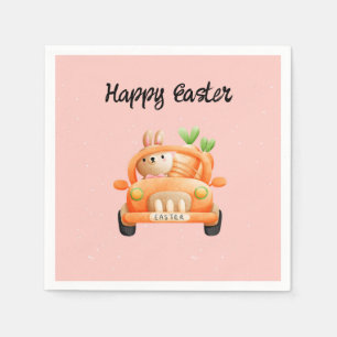 Serviette En Papier Joyeux pilote de Pâques lapin rose