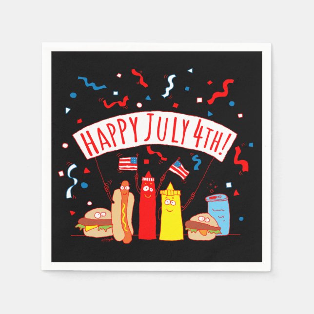 Serviette En Papier Joyeux pique-nique du 4 juillet (Devant)