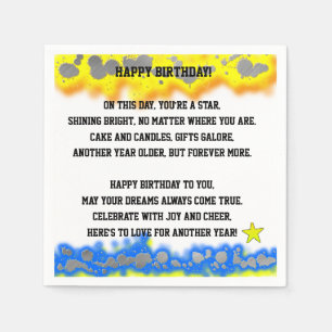Serviette En Papier Joyeux poème d'anniversaire
