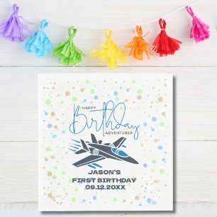 Serviette En Papier Joyeux premier anniversaire Jet Fighter Avion Bleu