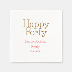 Serviette En Papier joyeux quarantième anniversaire nom lettre gras ro