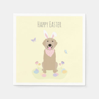 Serviette En Papier Joyeux Rédacteur en or du lapin de Pâques