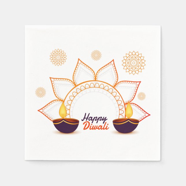 Serviette En Papier Joyeux serviettes Diwali (Devant)
