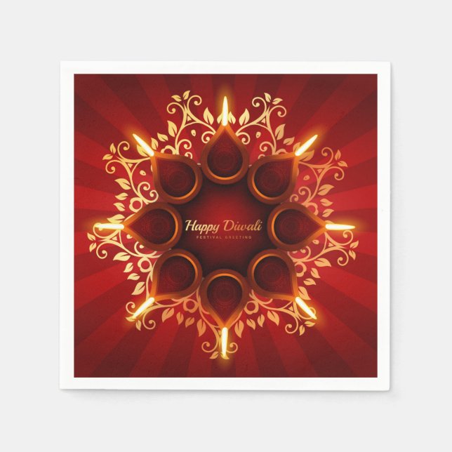 Serviette En Papier Joyeux serviettes Diwali (Devant)