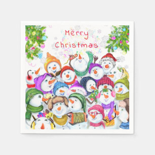 Serviette En Papier Joyeux Snowmans Joyeux Noël fête Dessin drôle