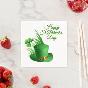 Serviette En Papier Joyeux St Patrick Lutin Chapeau à Clover dans l'He