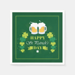 Serviette En Papier Joyeux St. Patricks Day Bière et Clovers
