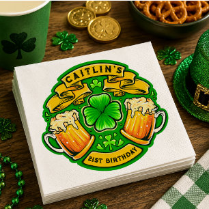 Serviette En Papier Joyeux St Patrick's Day Trèfle  21e Anniversaire 