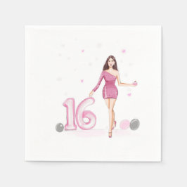 Serviette En Papier Joyeux sweet sixteen, 16ème anniversaire