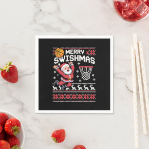 Serviette En Papier Joyeux Swishmas Basket Noël Moche Xmas 