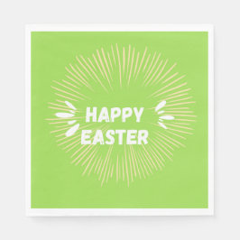 Serviette En Papier Joyeux texte de Pâques sur vert