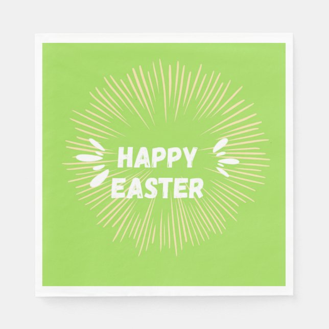 Serviette En Papier Joyeux texte de Pâques sur vert (Devant)