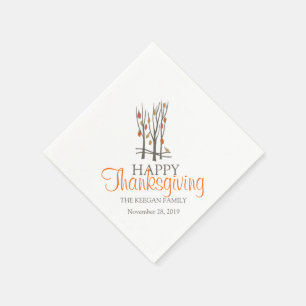 Serviette En Papier Joyeux thanksgiving arbres automnaux orange nappe